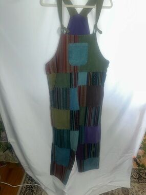 Kathmandu Patchwork Cotton Romper in Green Blue Purple Brown